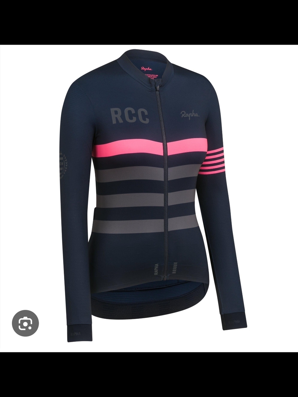 Rapha Women's Long Sleeve RCC Stripe Jersey in Navy and Pink